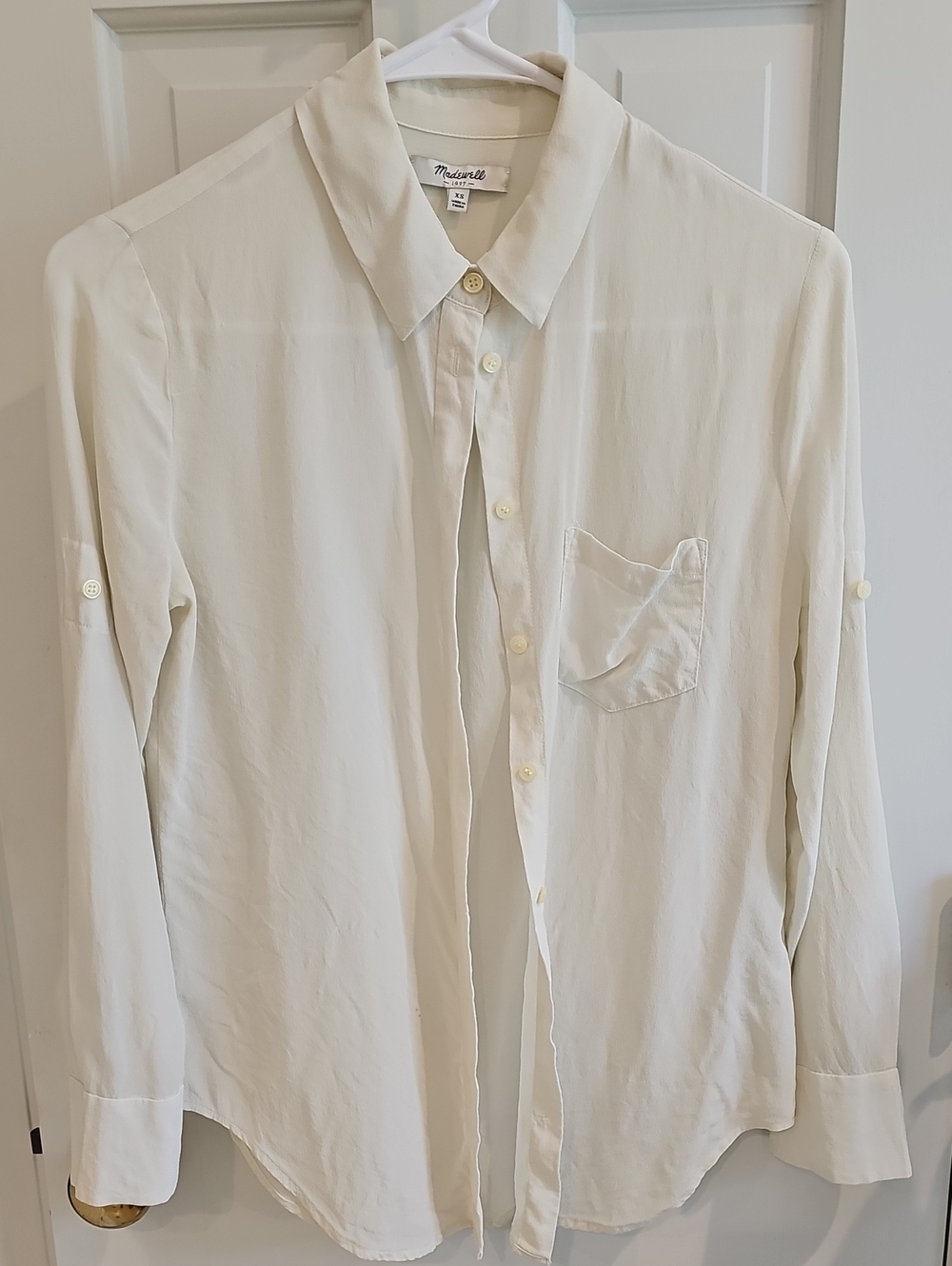 Madewell Cream Button-Down Shirt with Chest Pocket